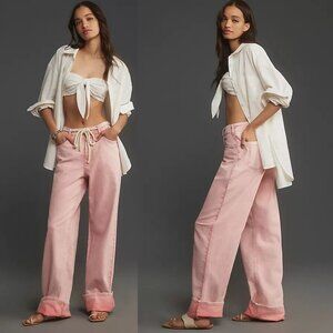 Anthropologie Pink Flare & Wide Leg Jeans